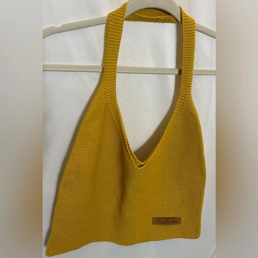 New Listicle Mustard Yellow Crocheted Sweater Boho/ Hippie Bag